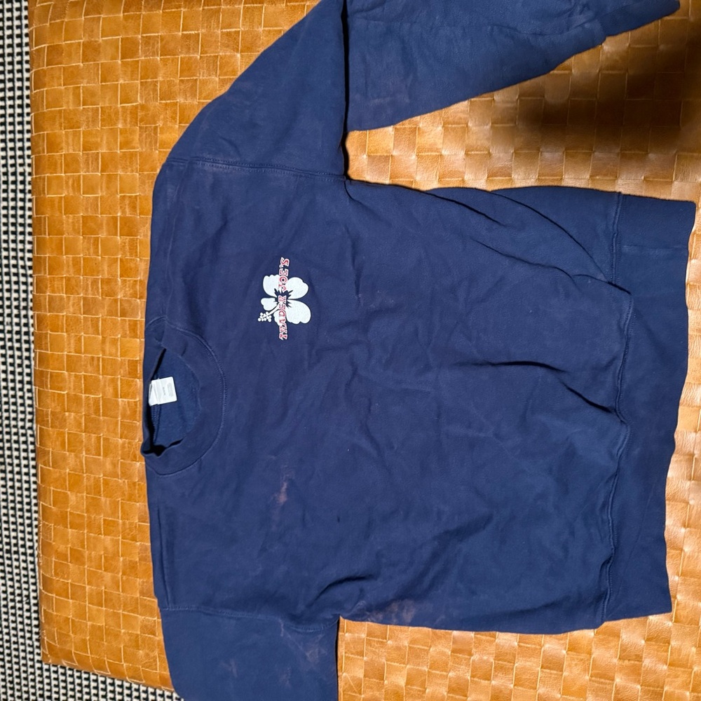 Navy Crewneck Sweatshirt with Floral Graphic